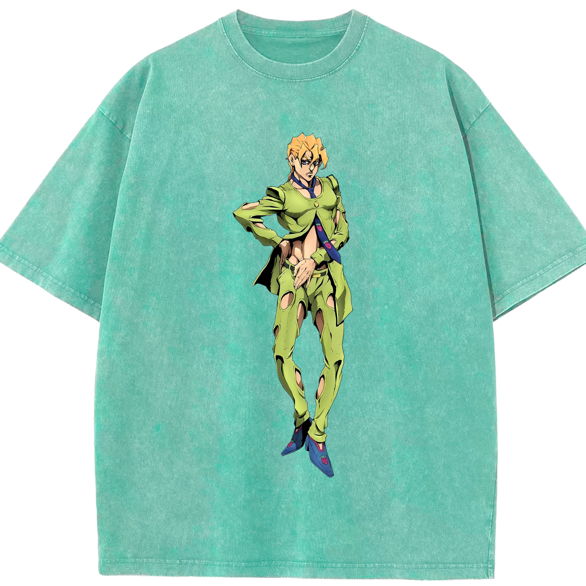 （画像用） ジョジョの奇妙な冒険 パンナコッタ?フー JoJo's Bizarre Adventure Pannacotta Fugo 綿100% ヴィンテージ風 半袖Tシャツ（フロントプリント）